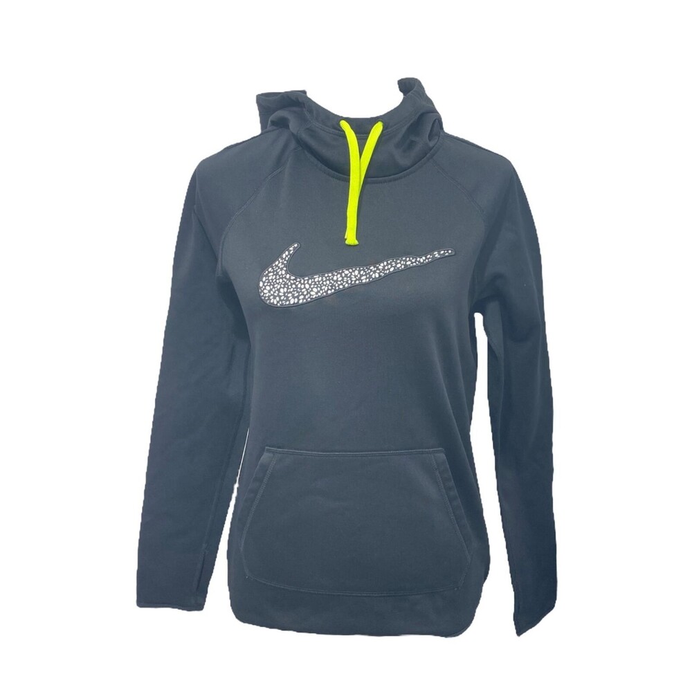 Nike Women's Hoodie Black Therma-Fit Pullover Front Pocket Athletic Size Small